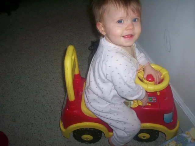 Jazie on fire truck.