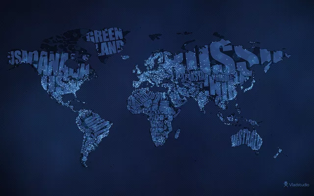 Typographic World Map (Night)
