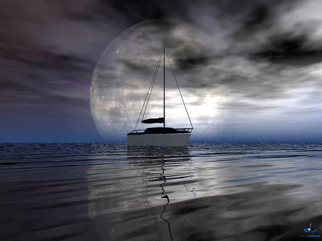 BIG MOON  OVER YACHT