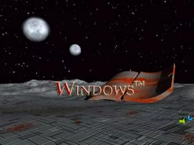Windows logo in dark planet