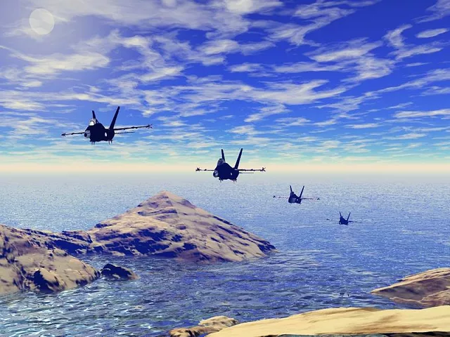 F-18s in a low altitude search and destroy formation